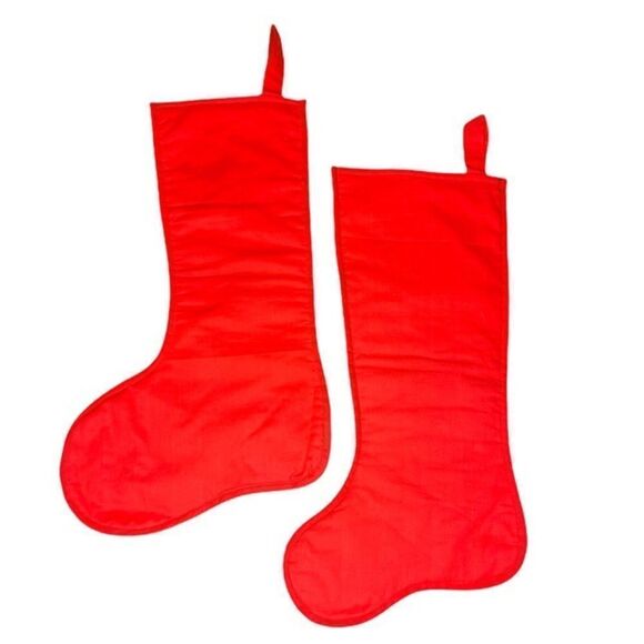 Handmade Set of 2 Vintage Christmas Stockings Festive Santa - Picture 2 of 4